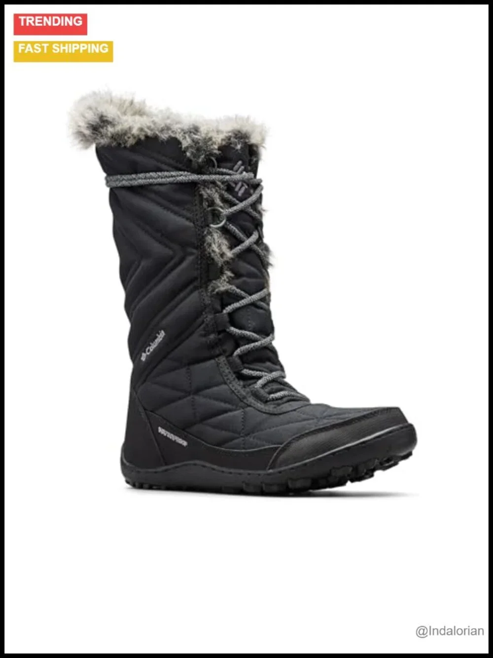 Women's Snow Boots with Faux Fur Trim - Insulated Waterproof Mid-Calf